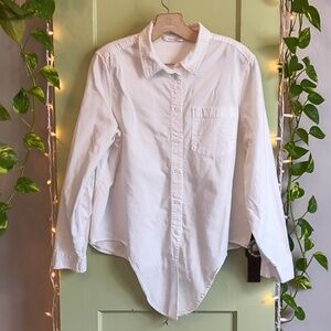Women's Popsugar White Tie front  Button Up Shirt L